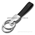 Promotion Double Ring Design Genuine Leather Keychain (LK30)